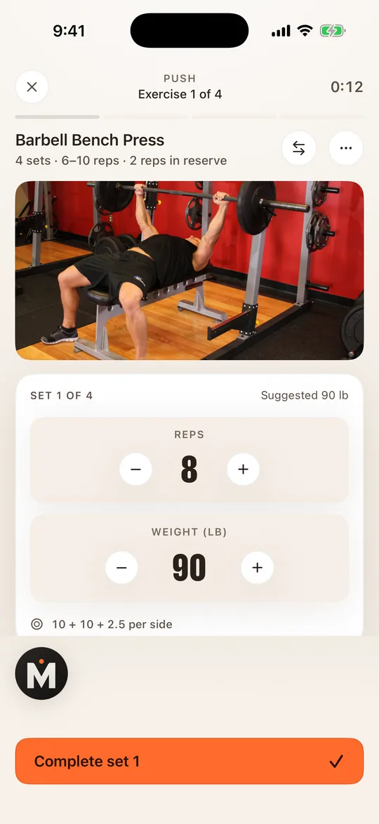 A MARMO workout: the set, reps and weight for the bench press